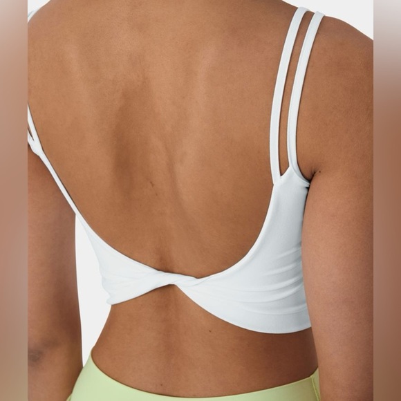 Halara White Double Straps Backless Twisted Cropped Yoga Tank Top | NEW!!💜🏋️ - Picture 3 of 13